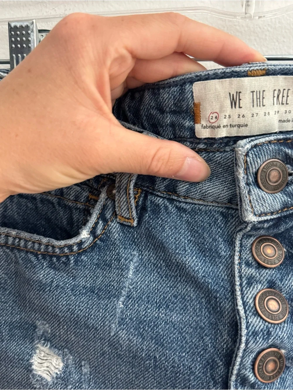 Free People We The Free distressed denim A-line mini skirt